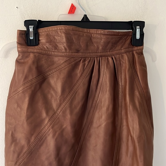 Vintage Escada Leather Pencil Skirt - Picture 2 of 8